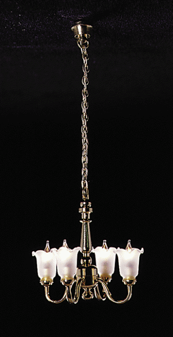 CK3003 4 Up-Arm Frosted Tulip Shade Chandelier