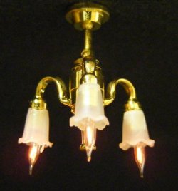 CK2303 3 Down-Arm Frosted Tulip Shade Chandelier (HS)