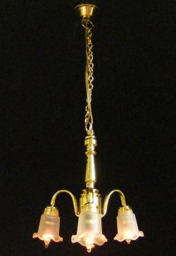 CK3018 3-Arm Frosted Tulip Shade Chandelier (w/chain)