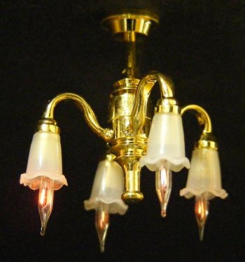 CK2305 4 Down-Arm Frosted Tulip Shade Chandelier (HS)