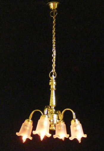 CK3017 4 Down-Arm Frosted Tulip Chandelier